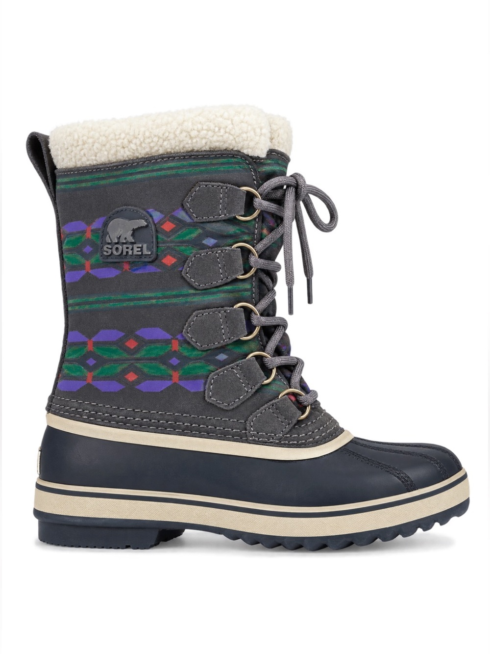 VINTAGE Sorel Aztec Winter duck snow Boots NL1715-035 geometric Patterned suede